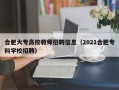 合肥大专高校教师招聘信息（2021合肥专科学校招聘）