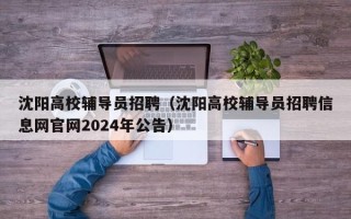 沈阳高校辅导员招聘（沈阳高校辅导员招聘信息网官网2024年公告）