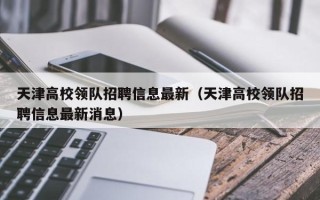天津高校领队招聘信息最新（天津高校领队招聘信息最新消息）