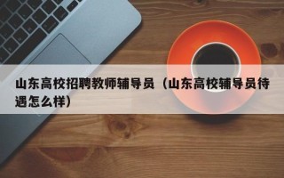 山东高校招聘教师辅导员（山东高校辅导员待遇怎么样）