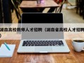 湖南高校教师人才招聘（湖南省高校人才招聘）